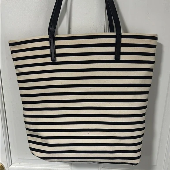 Kate Spade Black and White Striped Tote with Toucan Design - Picture 7 of 9
